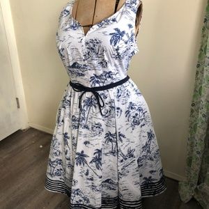 Tropical Toile Vintage Style Sleeveless Dress